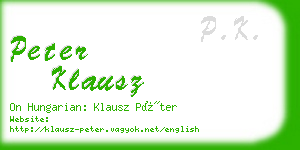 peter klausz business card